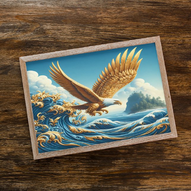Majestic Eagle Soaring Above A Powerful Wave Poster (Creator Uploaded)