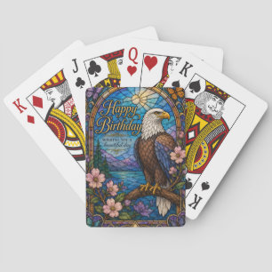 Majestic Eagle Stained Glass Birthday Playing Cards