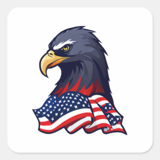 Majestic Eagle: USA Flag Logo Design Square Sticker