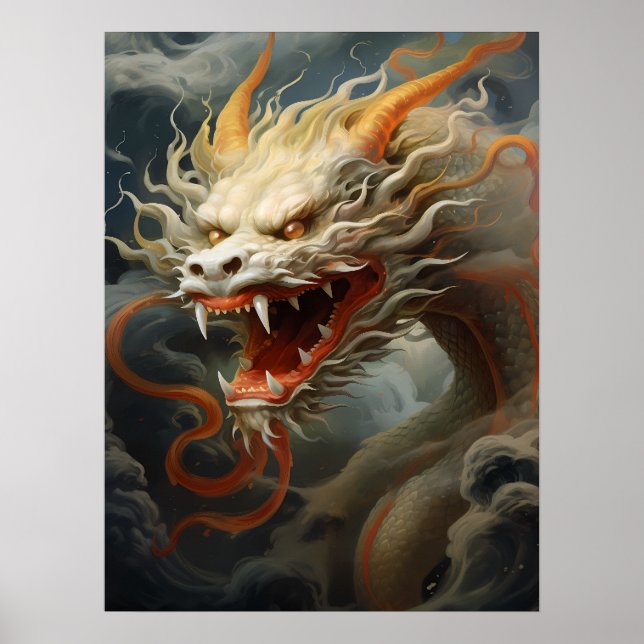 Majestic Eastern Dragon Illustration Print/ Poster (Front)