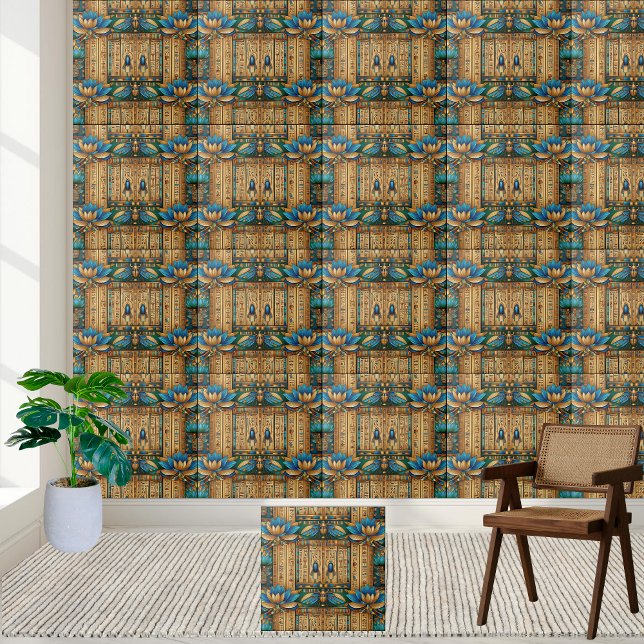 Majestic Egyptian Scarab and Lotus Tile Pattern (Majestic Egyptian Scarab and Lotus Tile Pattern)