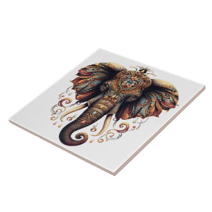 Majestic elephant adorned with intricate patterns tile
