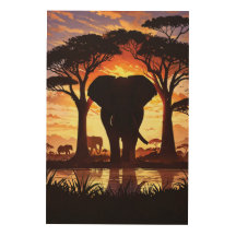 Majestic Elephant at Sunset in the African Savanna