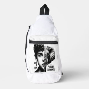 Majestic Elephant-Boy Harmony Portrait Sling Bag