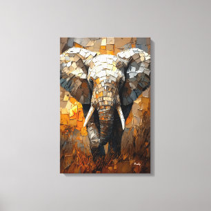 Majestic Elephant in Dynamic Impasto Art Canvas Print