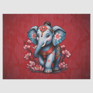 Majestic elephant in traditional Japanese style. Tissue Paper