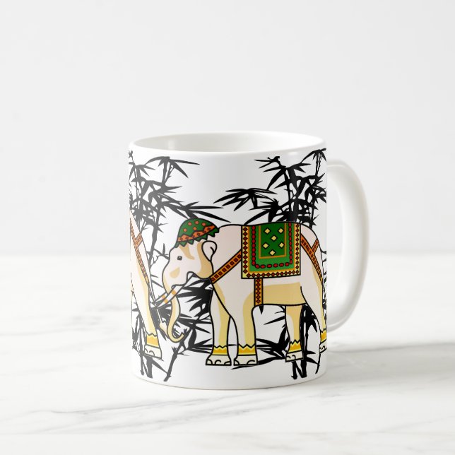 Majestic Elephant in Wild Nature - India Coffee Mug (Front Right)