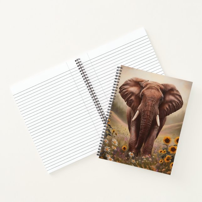 Majestic Elephant in Wildflower Field Notebook (Inside)