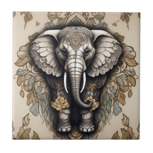Majestic Elephant Mandala Tile
