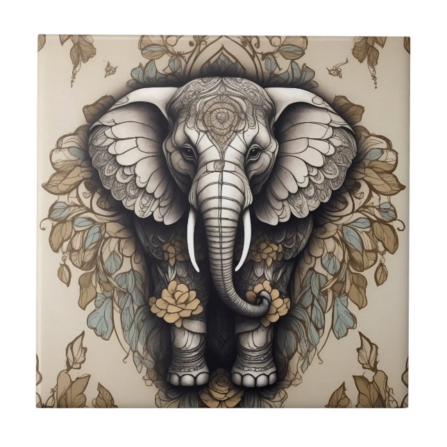 Majestic Elephant Mandala Tile (Front)