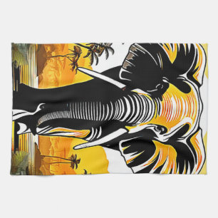 Majestic Elephant Sunset Kitchen Towel