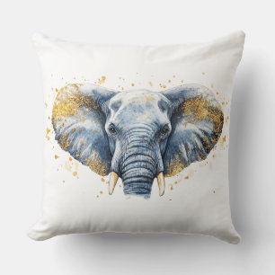 🐘 Majestic Elephant with Golden sequins✨ Throw Pillow