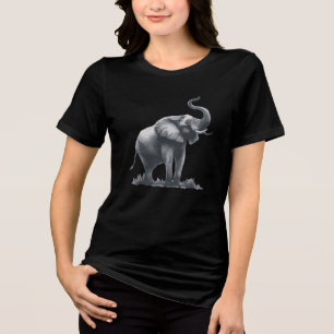 Majestic Elephant with Raised Trunk Tri-Blend Shirt