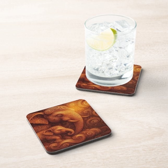 Majestic Elephants Beverage Coaster (Right Side)