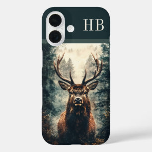 Majestic Elk Deer Monogram Personalized iPhone 16 Case
