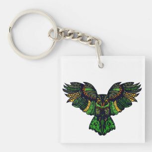 Majestic Emerald Owl Keychain