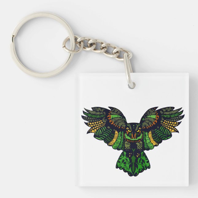 Majestic Emerald Owl Keychain (Front)