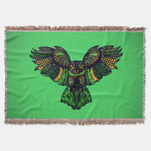 Majestic Emerald Owl Throw Blanket
