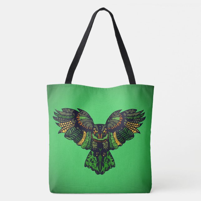 Majestic Emerald Owl Tote Bag (Back)