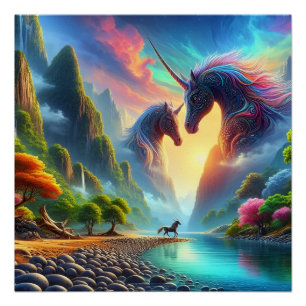 Majestic Encounter in a Colourful Valley - Elegan Poster