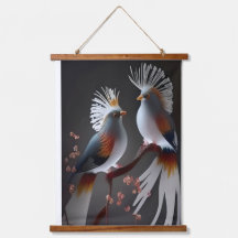 Majestic Exotic Birds on Branch - Ethereal Nature