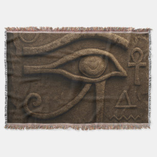 Majestic Eye of Horus Pharaonic Throw Blanket