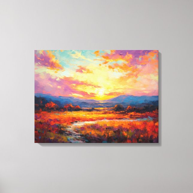 Majestic Fall Plateau in Sunset Fine Art Canvas Print (Front)