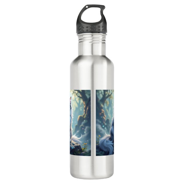 **Majestic Fantasy Cat with Mystical Aura – High F 710 Ml Water Bottle (Front)