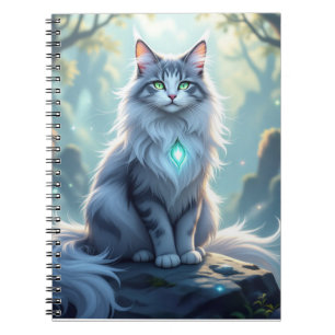 **Majestic Fantasy Cat with Mystical Aura – High F Notebook