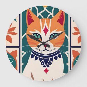 Majestic Feline Charm Large Clock
