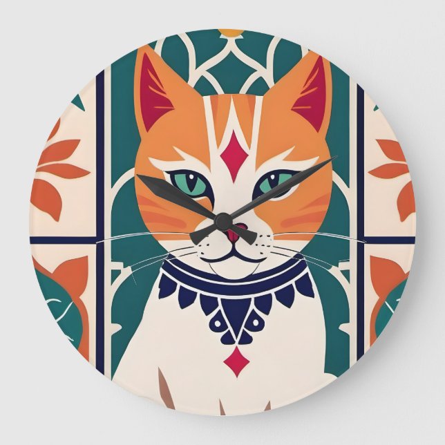 Majestic Feline Charm Large Clock (Front)