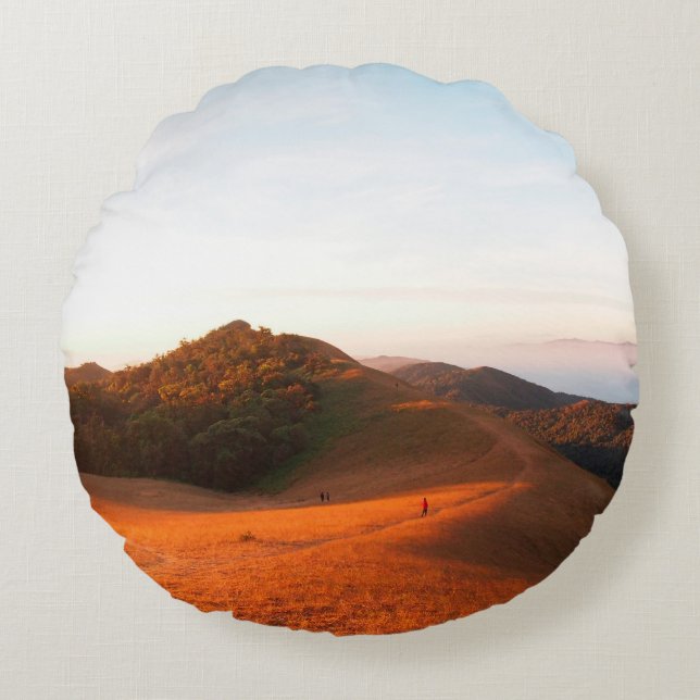 Majestic field in the sunlight. Dramatic and pictu Round Pillow (Front)