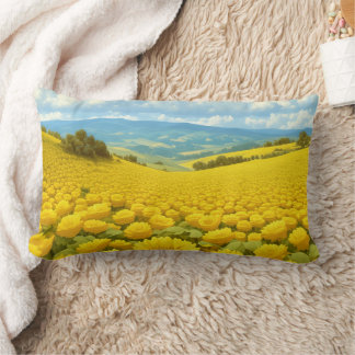 Majestic Field of Yellow Flowers, Lumbar Pillow