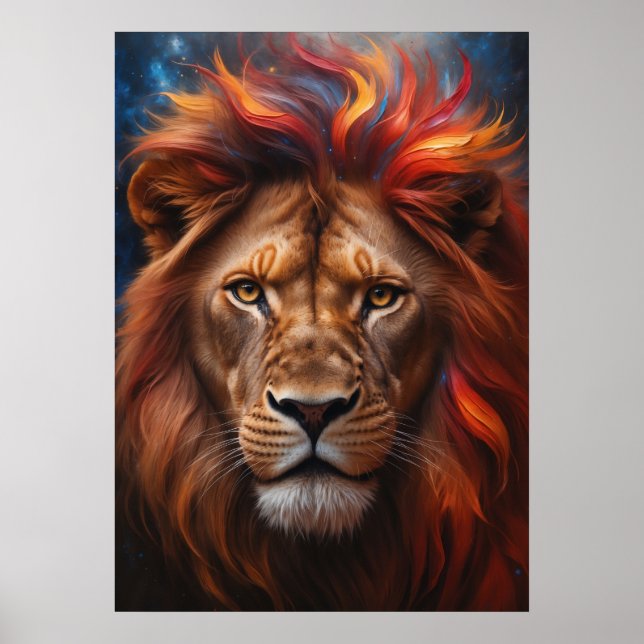 Majestic Fire Lion Poster (Front)