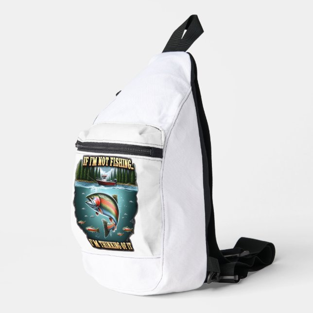 Majestic Fish Swimming Past a Serene Fishing Boat Sling Bag (Right Corner)