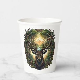 Majestic Forest Stag Nature Wildlife Art Paper Cups