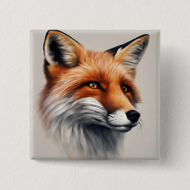 Majestic Fox  2 Inch Square Button (Front)