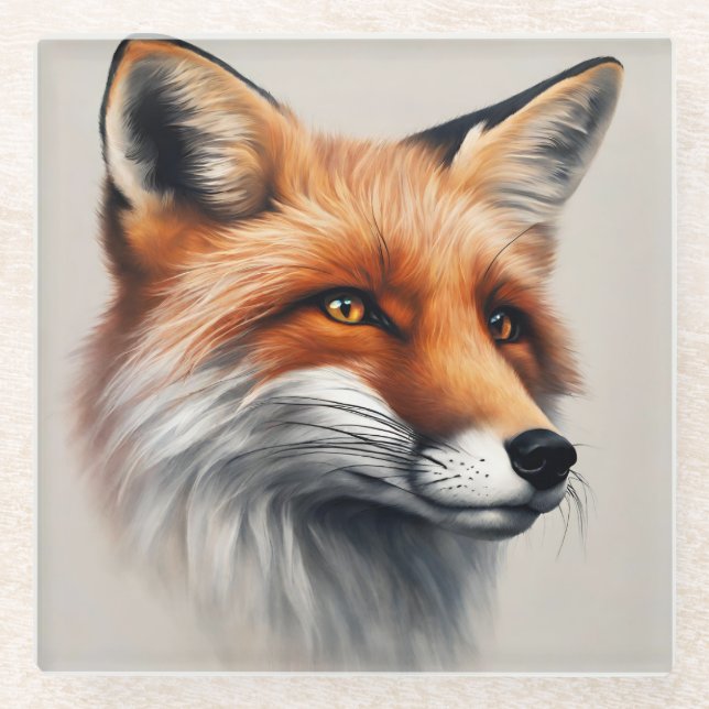 Majestic Fox  Glass Coaster (Front)