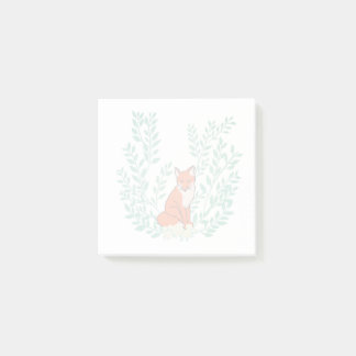 Majestic fox in beautiful botanical wreath post-it notes