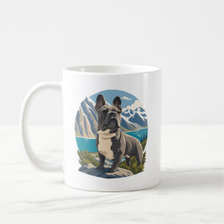 Majestic French Bulldog Mountain Lake Adventure Coffee Mug