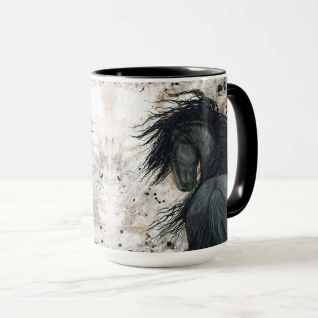 Majestic Friesian Horse by Bihrle Mug (Front Right)