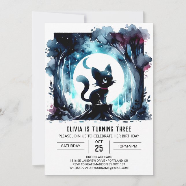 Majestic Fun Cat Birthday  Invitation (Front)