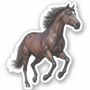 Majestic Galloping Brown Horse 3D Realistic Die-Cu