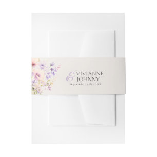 Majestic Garden Wildflowers Lavender Wedding Invitation Belly Band