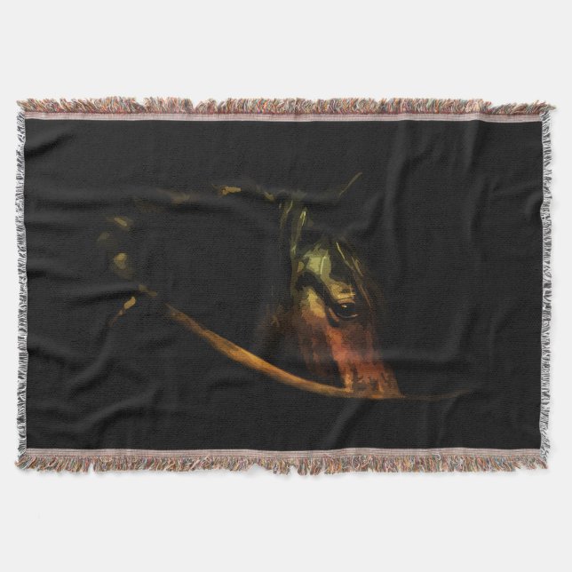Majestic Gaze: Fine Art Horse Portrait Throw Blanket (Front)
