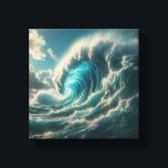 Majestic Giant Blue Wave - Dramatic Ocean Power  Canvas Print<br><div class="desc">A stunning and dynamic digital artwork capturing the raw power of a massive, curling ocean wave. The deep turquoise water and white sea foam are set against a dramatic sky with sun-drenched clouds, creating a sense of awe and natural grandeur. Ideal for large-scale wall art in modern living rooms, surf-themed...</div>