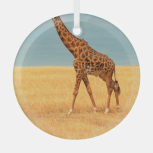 Majestic Giraffe: Masai Mara Dry Season Glass Ornament