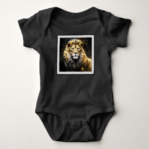 Majestic Gold And Grey Male Lion, Baby Bodysuit