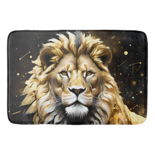 Majestic Gold And Grey Male Lion, Bath Mat