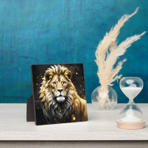 Majestic Gold And Grey Male Lion, Plaque